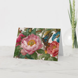 Stunning Geweldig Bloemendesign Vlinder en Pioenro Bedankkaart