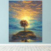 Stunning Golden Sunset Tree Canvas Afdruk (Insitu (Houten vloer))