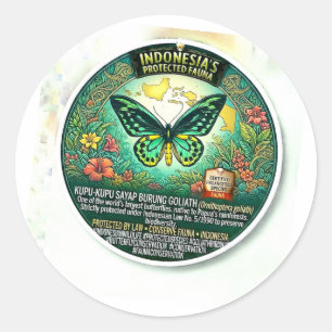 Stunning Goliath Birdwing Vlindkunst - Zeldzame Pa Ronde Sticker