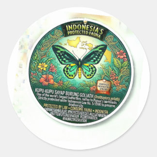 Stunning Goliath Birdwing Vlindkunst - Zeldzame Pa Ronde Sticker