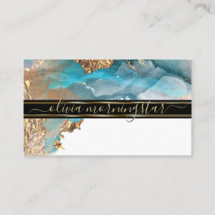 Stunning Goud Aqua Vloeibare Alcohol Inkt Aquarel Visitekaartje