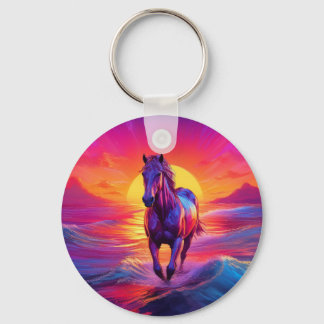 Stunning Kunstwerk van Paard bij Zonsondergang Sleutelhanger