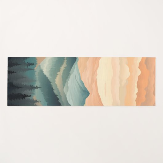 Stunning Mountain Tree Sunset Pattern, Poster Art Yogamat (Voorkant (horizontaal))