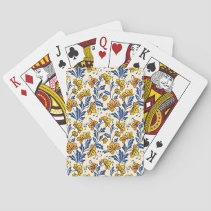 Stunning Naadloos Bloempatroon met Bloemen en Blad Pokerkaarten