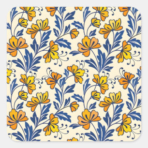 Stunning Naadloos Bloempatroon met Bloemen en Blad Vierkante Sticker