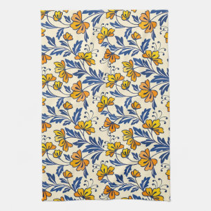 Stunning naadloos patroon van bloemen en bladeren theedoek