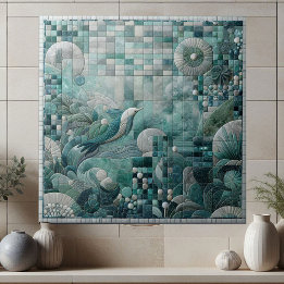 Stunning Onderwater Aquamarijn Kristalblauwe Mozaï Tegeltje