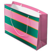 Stunning Pink & Green Modern Stripes  Groot Cadeauzakje (Achterkant Gekanteld)