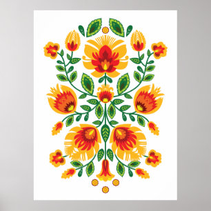 💛 🧡 ❤️ Stunning pools Folk Wycinanki Poster