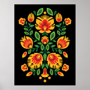 💛 🧡 ❤️ Stunning pools Folk Wycinanki Poster