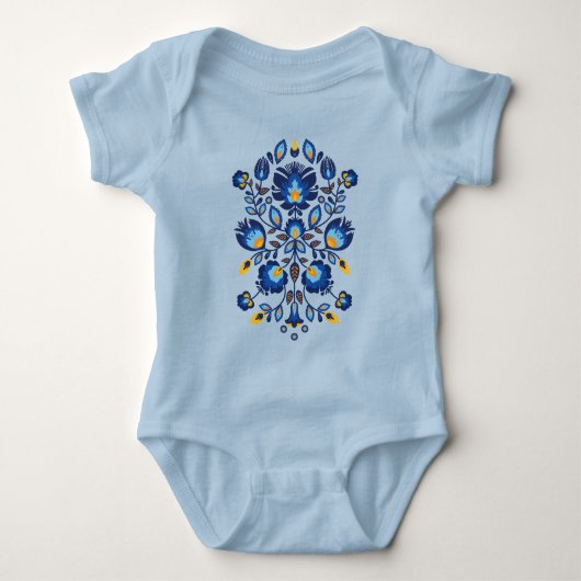 💙 💛 🧡 Stunning pools Folk Wycinanki Romper (Voorkant)