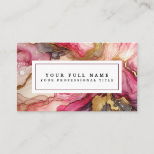 Stunning Pretty Roze & Gouden Alcohol Inkt Waterve Visitekaartje