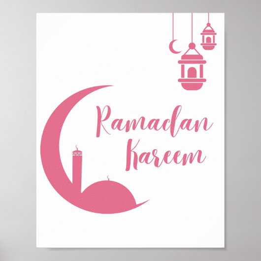 Stunning Ramadan Kareem Red Crescent & Lantern Wal Poster (Voorkant)