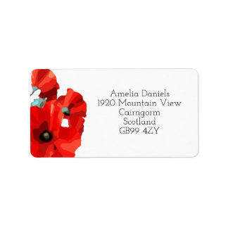 Stunning Red Poppy  Return Address Etiket