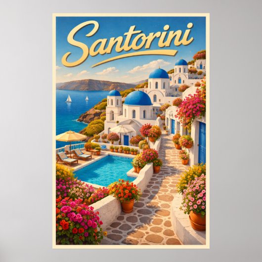 Stunning Santorini - Oude Reisposter Poster (Voorkant)