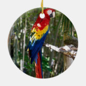 Stunning Scarlet Macaw Parrot Keramisch Ornament (Achterkant)