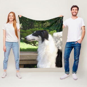 Stunning Tri Borzoi Plush Fleece Throw Deken