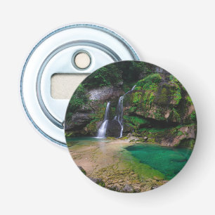Stunning waterfall Virje, Slovenië Poster Button Flesopener
