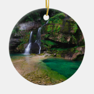 Stunning waterfall Virje, Slovenië Poster Keramisch Ornament