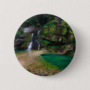 Stunning waterfall Virje, Slovenië Poster Ronde Button 5,7 Cm