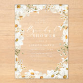 Stunning White Flowers Spring Bridal Shower Acryl Uitnodigingen (Voorkant)