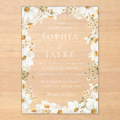 Stunning White Flowers Wedding Acryl Uitnodigingen (Voorkant)