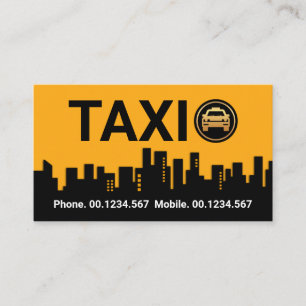 Stunning Yellow Taxi Building Silhouette Visitekaartje