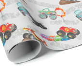 Stunt Cars Monster Truck Verjaardag Bash Waterverf Cadeaupapier (Rol Hoek)