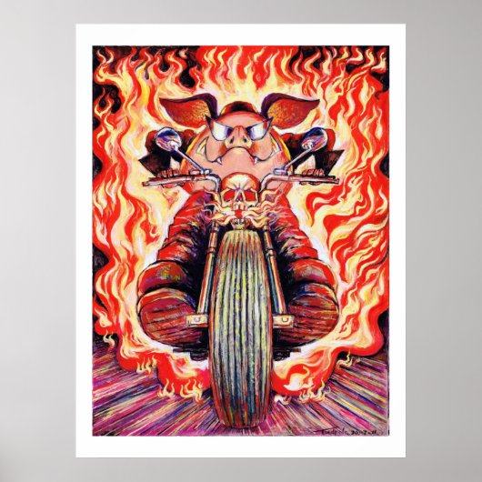 Stunt Riding Pig Poster (Voorkant)