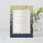 STUNTEN NAVY GOLD SPARKLE WEDDING CUSTOM KAART (Staand voorkant)
