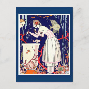 STUNTEN VAN KLEINE VIS, ART DECO BEAUTY-MODE BRIEFKAART