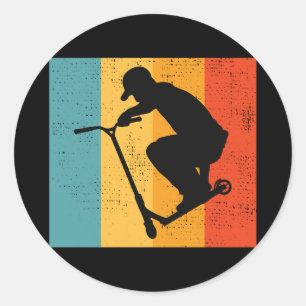 Stuntscooter Freestyle Scootering Rider Retro Ronde Sticker