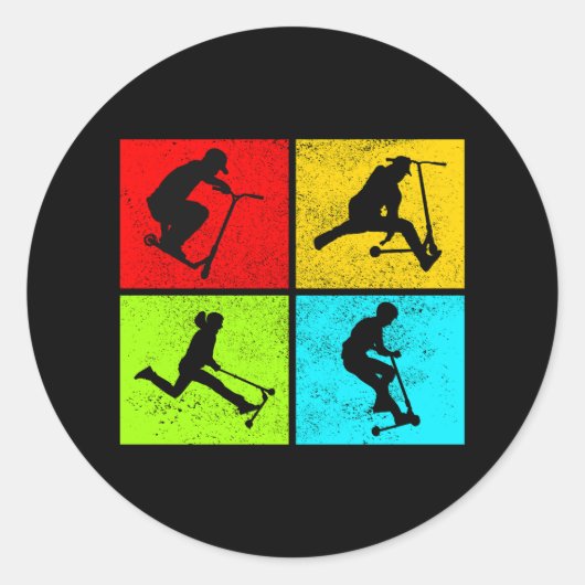 Stuntscooter Freestyle Scootering Rider Ronde Sticker (Voorkant)