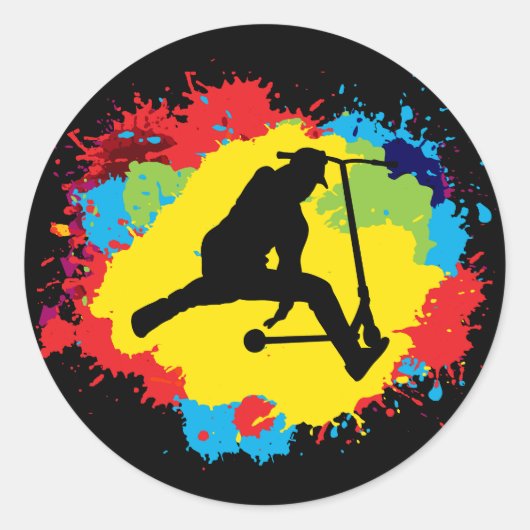 Stuntscooter Freestyle Scootering Rider Ronde Sticker (Voorkant)