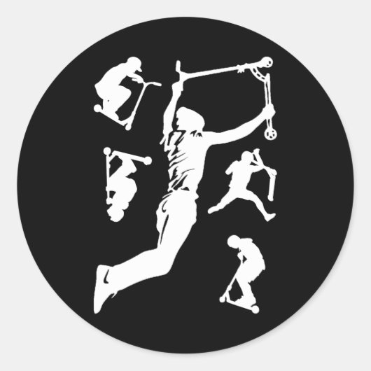 Stuntscooter scootering trricks ronde sticker (Voorkant)