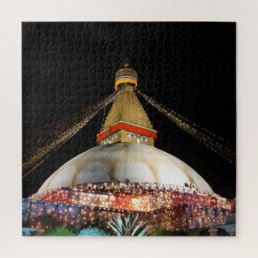 Stupa Boudhanath, Kathmandu at night - Nepal Legpuzzel (Verticaal)