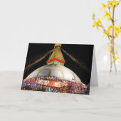Stupa Boudhanath, Katmandou la nuit - Carte Népal (Fleur jaune)