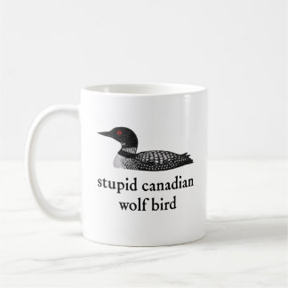 Stupid Canadian Wolf Bird Hockey Romance for Hocke Koffiemok