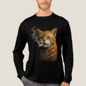 Stupid Cool Funny Cat Meme — Orange Cat Smoking Tri-Blend Shirt (Voorkant volledig)