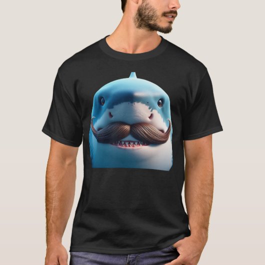 Stupid Mustache Shark for Animals and Marine Fish  T-shirt (Voorkant)