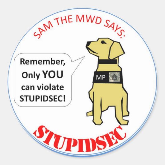 STUPIDSEC RONDE STICKER (Voorkant)