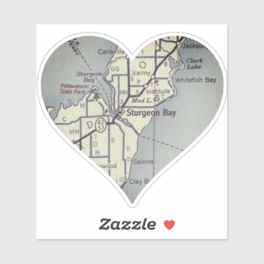 Sturgeon Bay  kaart Sticker (Vel)