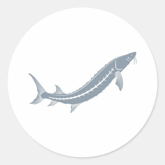 Sturgeon Fish Ronde Sticker (Voorkant)