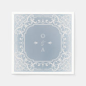 Stustblauw elegant romantisch  monogram servet (Voorkant)