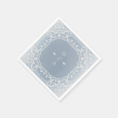 Stustblauw elegant romantisch  monogram servet (Hoek)