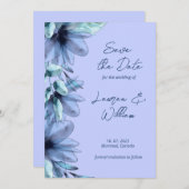 Stustblauw lavendel save the date (Voorkant / Achterkant)