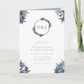 Stustblauw lef en gouden glitter-monogram (Voorkant)