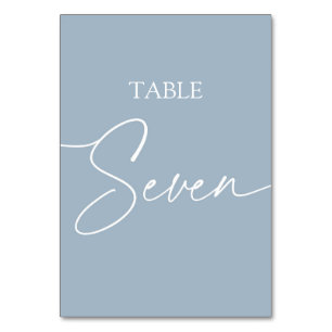 Stustblauw minimalistisch elegant tafel zeven kaart