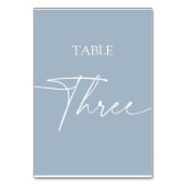 Stustblauw-minimalistisch eleganttabel drie kaart (Achterkant)