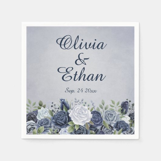  Stustblauw Rozen Servet (Voorkant)